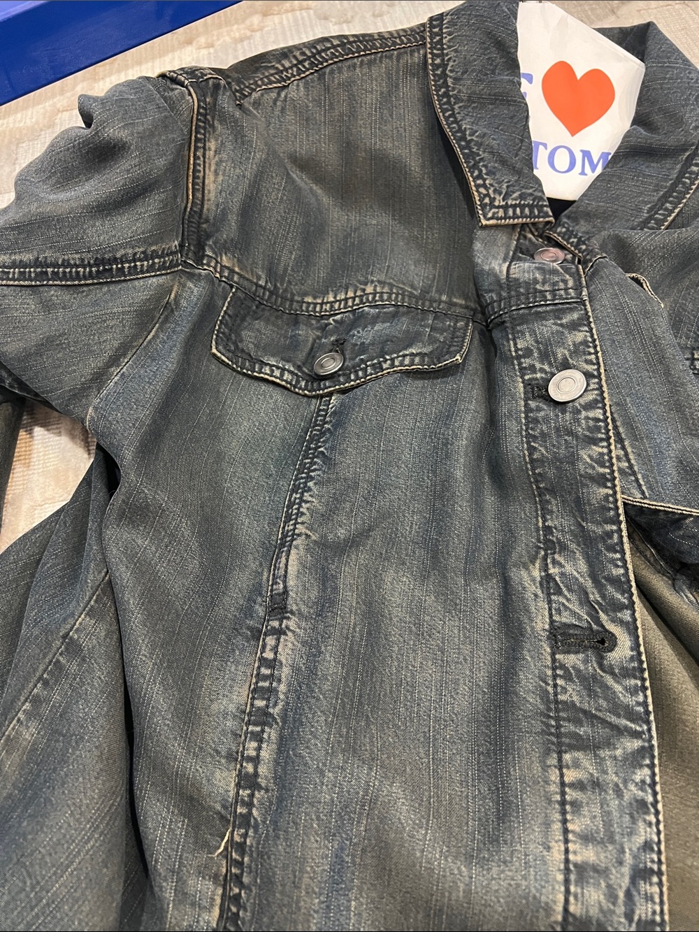 Free People Washed Black/blue light weight Denim like Jacket - Picture 7 of 7